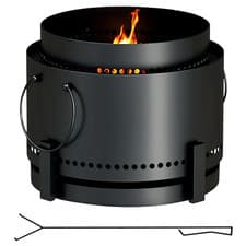 Image of Outsunny 37cm Smokeless Wood Burning Firepit Metal Fire Pit, Black