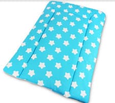 Image of 100% COTTON CHANGING MAT CHILD NURSERY FOR UNIT BIG WHITE STARS ON TURQUOISE