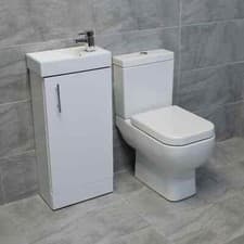 Image of 400mm Vanity Unit With RAK Series 600 Toilet Square Cloakroom Set Ensuite White