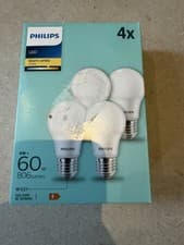 Image of Philips LED GLS Light Bulbs 60W Warm White 2700K BC ES/E27 Frosted NonDim 4Pack