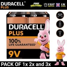 Image of Duracell 9v plus power 4 pack Alkaline Batteries For Smoke Alarms 6LR61 MN1604
