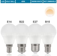Image of LED Golf Ball 25W 40W 60W BC ES SES Mini Globe Light Bulbs Warm Cool White Day