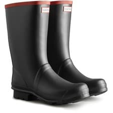Image of Hunter Argyll Short Knee Rubber Black Wellington Boots New