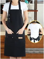 Image of Kitchen Cooking BBQ Plain Denim Canvas Pockets Apron Butcher Crafts Baking Chefs