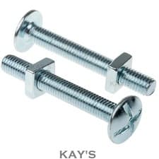 Image of ROOFING BOLTS WITH SQUARE NUTS CROSS SLOTTED DOME HEAD SCREWS ZINC M5 M6 M8 M10