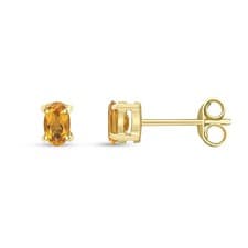 Image of 9 Carat Yellow Gold 5X3mm Oval Citrine Claw Stud Earrings