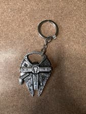 Image of Star Wars Millennium Falcon Keychain w/Ring & Bottle Opener 2.5" Alloy Gray New