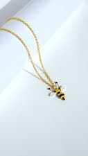 Image of 💛New 14k Gold Plated Bumble Bee Charm Necklace, Chain Necklace, Gift for Her