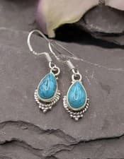 Image of New 925 Sterling Silver Southwestern Style Turquoise Drop Earrings