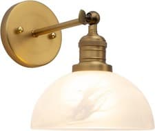 Image of JIMUBEAM 1-Light Vintage Wall Light with Milk White Glass Shade, Rustic Indoor W