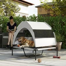 Image of Outdoor Cooling Elevated Dog Bed UV-resistant Water-resistant Canopy Raised Base