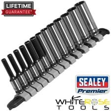Image of Sealey Socket Set Deep 13pc 1/4"Sq Drive Metric - Black Series Premier