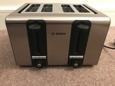 Image of Bosch TAT7S45GB 1800W 4-Slice Toaster, Stainless Steel - Black