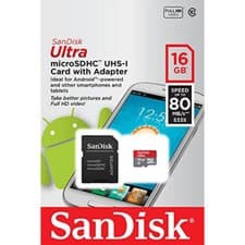 Image of 2 x SanDisk Ultra 16GB micro SDHC UHS-I Card Adapter Class 10 Speed up 80 MB/s