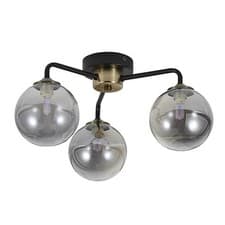 Image of Ceiling Light 3 Way Matt Black Smoked Globe Shades Industrial Retro G9 3W