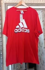 Image of New ADIDAS Men's Cotton RED EXPOSURE Lightweight Logo Sports T-Shirt UK 2XL