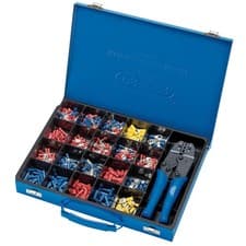 Image of Draper Expert Ratchet Crimping Tool And Terminal Kit 220mm PVC Grips 590pc 56383