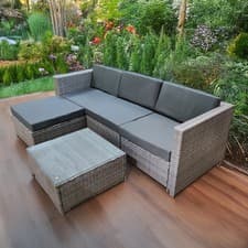 Image of Rattan Garden Furniture Set Seater Wicker Patio Lounge Sofa Chair Table Cushion