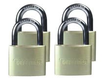 Image of Defender Aluminium Padlock Keyed Alike Quad Pack 40Mm DEFDFAL4Q