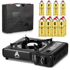 Image of Butane Gas + Portable Camping Outdoor Cooker Stove Single Burner BBQ Cooking.