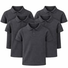 Image of Pack of 5 Kids Polo Shirts Boys Girls Unisex School Uniform Plain PE T-Shirts