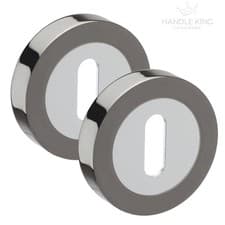 Image of Key Lock Keyhole Escutcheon Pairs(2) Duo Black Nickel & Polished Chrome Finish