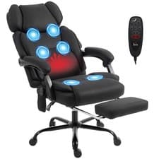 Image of HOMCOM Vibration Massage Office Chair w/ Heat Reclining Function, Black