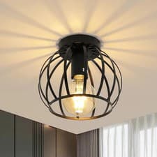 Image of Pheashine Vintage Ceiling Light Black Semi Flush Mount Ceiling Light Fixture