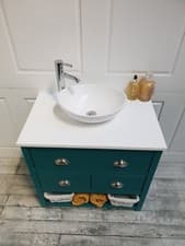 Image of Washstand 80cm Bathroom unit Solid Granite Top Bowl Tap Waste Painted Any Colour