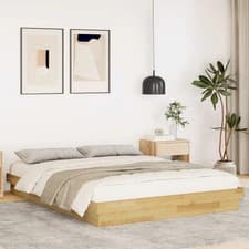Image of WALPLUS Solid Wood Oak Bed Frame 150x200 cm King Size No Mattress