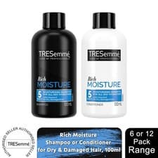 Image of Tresemme Moisture Rich Shampoo or Conditioner for Damaged Hair 100ml, 6 or 12 Pk