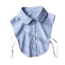 Image of Blue striped shirts with mock collar, elegant sweater, removable Dickey collar
