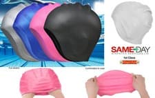 Image of Silicone Swimming Cap With Ear Pockets Long Hair Large For Men Women Hat
