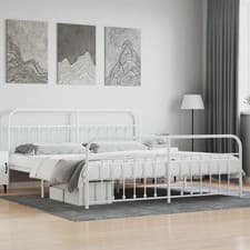 Image of WALPLUS Metal Bed Frame White 200x200cm with Footboard Strong Super King Bed