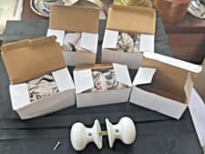 Image of NEW White Ceramic MORTICE Door Knobs 5 X Pairs 60mm Porcelain