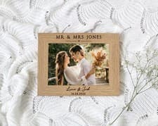 Image of Mr and Mrs | Personalised Photo Frame | ENGRAVED Gift | For 7X5 or 6x4 Picture