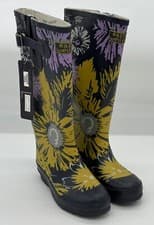 Image of Easy Wellies Floral Waterproof Wellington Boots UK 3, Navy, Abstract, RRP £35.99