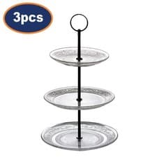 Image of 3pc 3 Tier Glass Cake Stand Afternoon Tea Dessert Food Display Kitchen Tableware