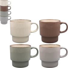 Image of Elements Reactive Glaze Stacking Mug Set of 4 for Home & Kitchen | Stylish Ceram