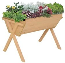 Image of Fir Wood Plant Raised Bed Garden Flower 2-Pcs Solid Step Planter Stand Oak Tone
