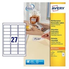 Image of Avery Removable Multipurpose Labels, 64x30mm, 675 Labels/Pack (L4737REV-25)