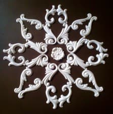 Image of Stuck Ceiling Mirror Rose Alabaster Plaster Handmade - 58 X 58 Cm