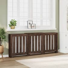 Image of WALPLUS Radiator Cover Brown Oak Engineered Wood 205x21.5x83.5 cm Unit