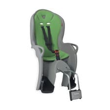 Image of HAMAX KISS CHILD BIKE SEAT MEDIUM GREY W/ GREEN PADDING - FRAME MOUNT