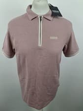 Image of Barbour International Swinford Zip Polo Shirt Small 40 Chest Pink Wood rose New