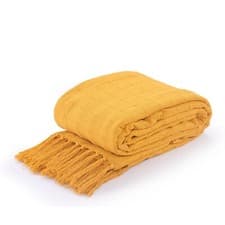 Image of 100% Cotton Woven Handloom Tassel Armchair Sofa Bed Warm Batten Throw Blanket