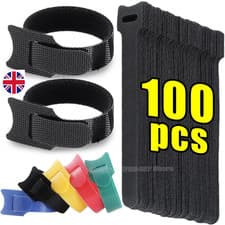 Image of 100xReusable Ties Velcros Hook and Loop Fastener Tape Nylon Cable Ties Straps..