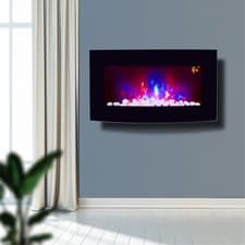 Image of 2026 TRUFLAME™  7 COLOUR LED BLACK GLASS ARCHED ELECTRIC WALL MOUNTED FIRE PLACE