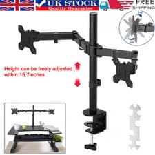 Image of 13"- 27" Double Dual Display Computer Screen Monitor Arm Mount Desk Stand LED CC
