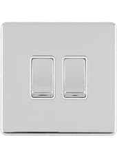 Image of Arlec 10A 2 Way 2 Gang Light Switch Polished Chrome Screwless Decorative Switch